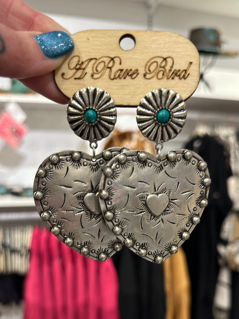 Silver Heart Earrings-Earrings-Rare Bird-Inspired Wings Fashion