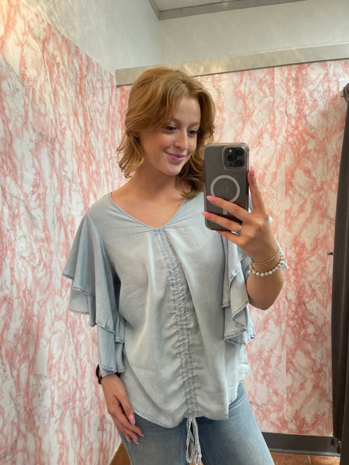 Cinch Blouse-Shirts & Tops-Scully-Lt Blue-Small-Inspired Wings Fashion