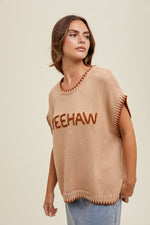 Yeehaw Contrast Sweater-Sweaters-Wishlist-Tan/Camel-Small-Inspired Wings Fashion