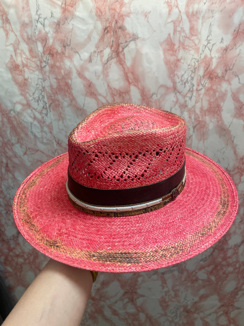 Rebel Handwoven Straw Hat-Hats-Hatters Of America-Pink-Small-Inspired Wings Fashion