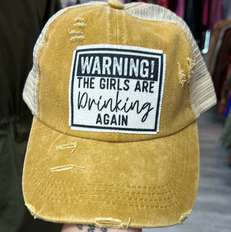 Warning Girls are Drinking Mesh Cap-Hats-DK Handmade-Charcoal & Black-Inspired Wings Fashion