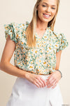 Floral Ruffle V-Neck Top-Shirts & Tops-Kori America-Small-Inspired Wings Fashion