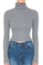 Turtleneck Long Sleeve Sweater Crop Top-Sweaters-Up clothing-Small-H Grey-Inspired Wings Fashion
