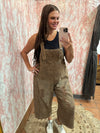 Leopard Washed Denim Overalls-Overalls-Easel-Mocha Brown-Small-Inspired Wings Fashion