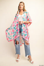 Floral & Fringe Kimono-Kimono-Kori America-Orange/Blue-Sm/Md-Inspired Wings Fashion