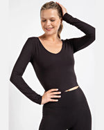 Butter V Neckline Yoga Crop Top-Activewear-Rae Mode-Small-Black-Inspired Wings Fashion