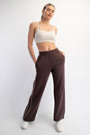Scuba Piping Straight Pants-Pants-Rae Mode-Espresso/Cream-Small-Inspired Wings Fashion