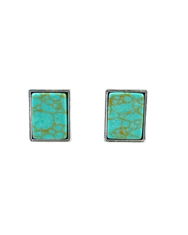 Turquoise Square Earrings-Earrings-West & Co-Inspired Wings Fashion