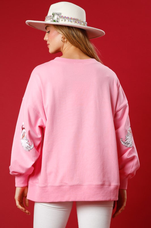 Sequin Santa Sweatshirt-Sweatshirt-Inspired Wings Fashion-Small-Pink-Inspired Wings Fashion