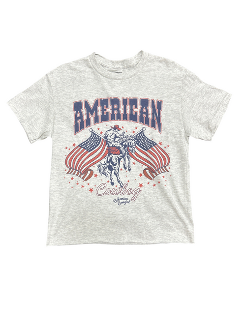 Americana Cowboy Tee-Shirts & Tops-Bohemian Cowgirl-Heather Grey-Small-Inspired Wings Fashion