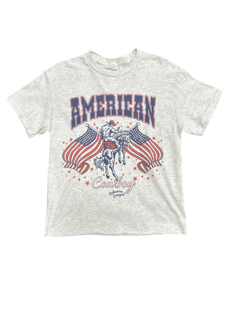 Americana Cowboy Tee-Shirts & Tops-Bohemian Cowgirl-Heather Grey-Small-Inspired Wings Fashion