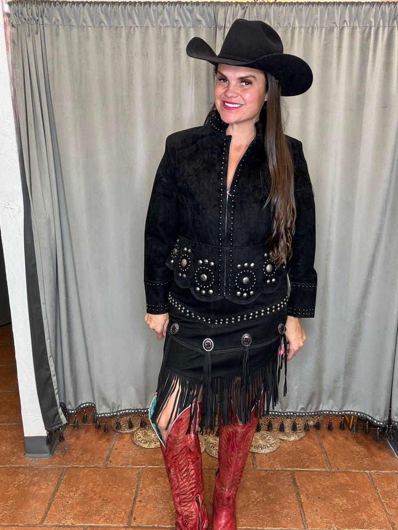 Boar Suede Concho Jacket-Jacket-Scully-Black-XS-Inspired Wings Fashion