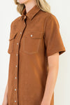 Suede Shirt Dress-Dress-THML-Brown-XS-Inspired Wings Fashion