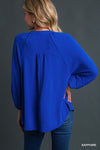 Notched Neckline Raglan Sleeve Top-Shirts & Tops-Umgee-Small-Forest Green-Inspired Wings Fashion