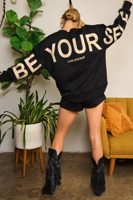 Be Yourself Sweatshirt-Sweatshirt-Jade by Jane-Black-Small-Inspired Wings Fashion