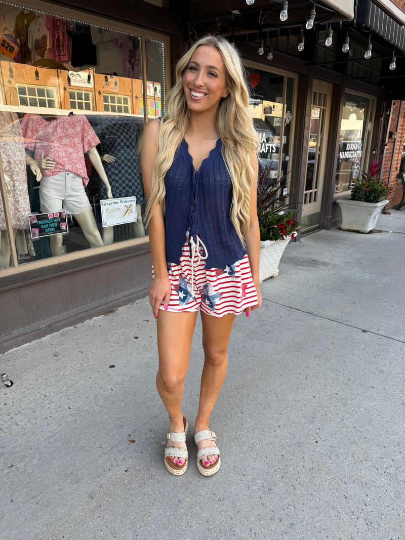 Star Patch Shorts-Shorts-Fantastic Fawn-Red-Small-Inspired Wings Fashion