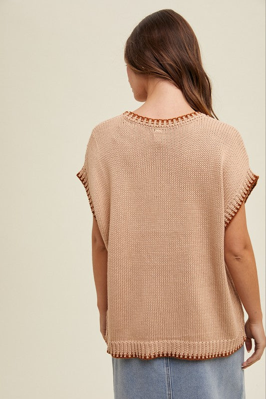 Yeehaw Contrast Sweater-Sweaters-Wishlist-Tan/Camel-Small-Inspired Wings Fashion