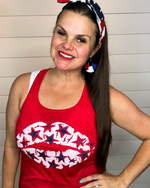 Patriotic Lips w/ Navy Glitter Stars Tank-Top-Texas True Threads-Small-Red-Inspired Wings Fashion