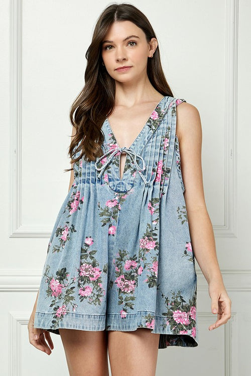 V Floral Romper-Romper-Veveret-Painted Floral-Small-Inspired Wings Fashion