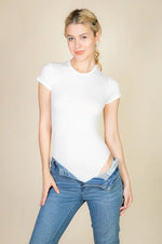 Short Sleeve Crewneck Bodysuit-bodysuit-up clothing-Small-White-Inspired Wings Fashion