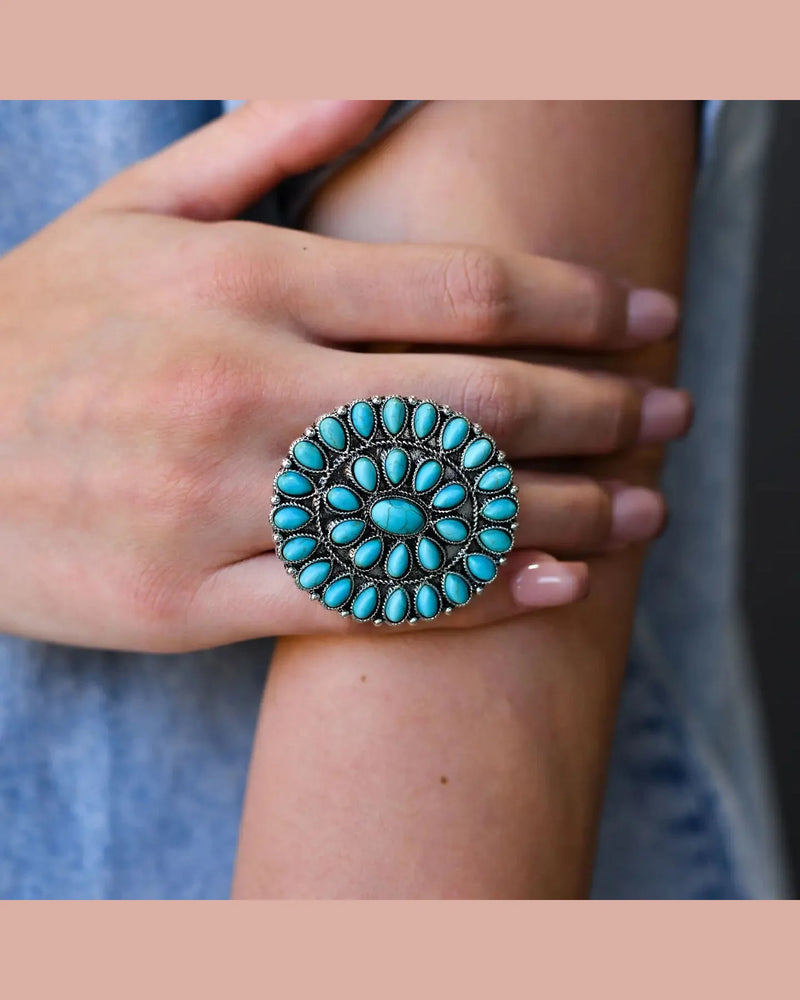 Turquoise Cluster Ring-Rings-West & Co-Inspired Wings Fashion