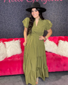 V-Neck Midi Dress-Dresses-Entro-Small-Martini Olive-Inspired Wings Fashion