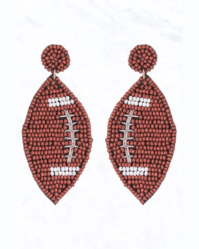 Football Seed Bead Earrings-Earrings-Suzie Q USA-Inspired Wings Fashion