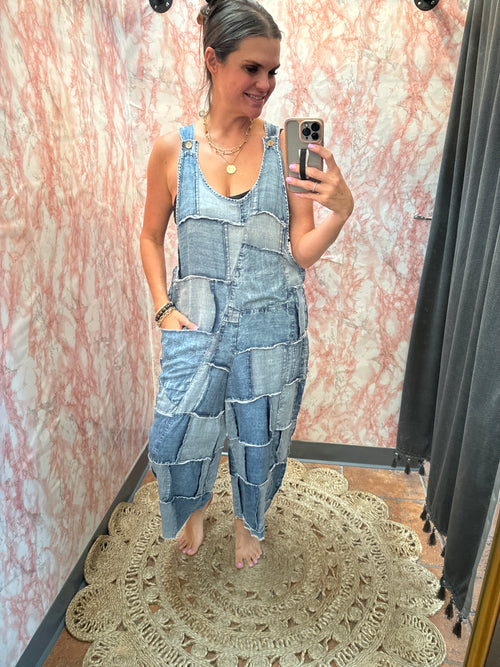 Patchwork Skies Jumpsuit-Jumpsuits & Rompers-Jaded Gypsy Wholesale-S/M-Inspired Wings Fashion