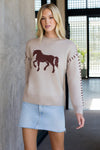 Mock Neck Horse Sweater-sweater-THML-Beige-XS-Inspired Wings Fashion