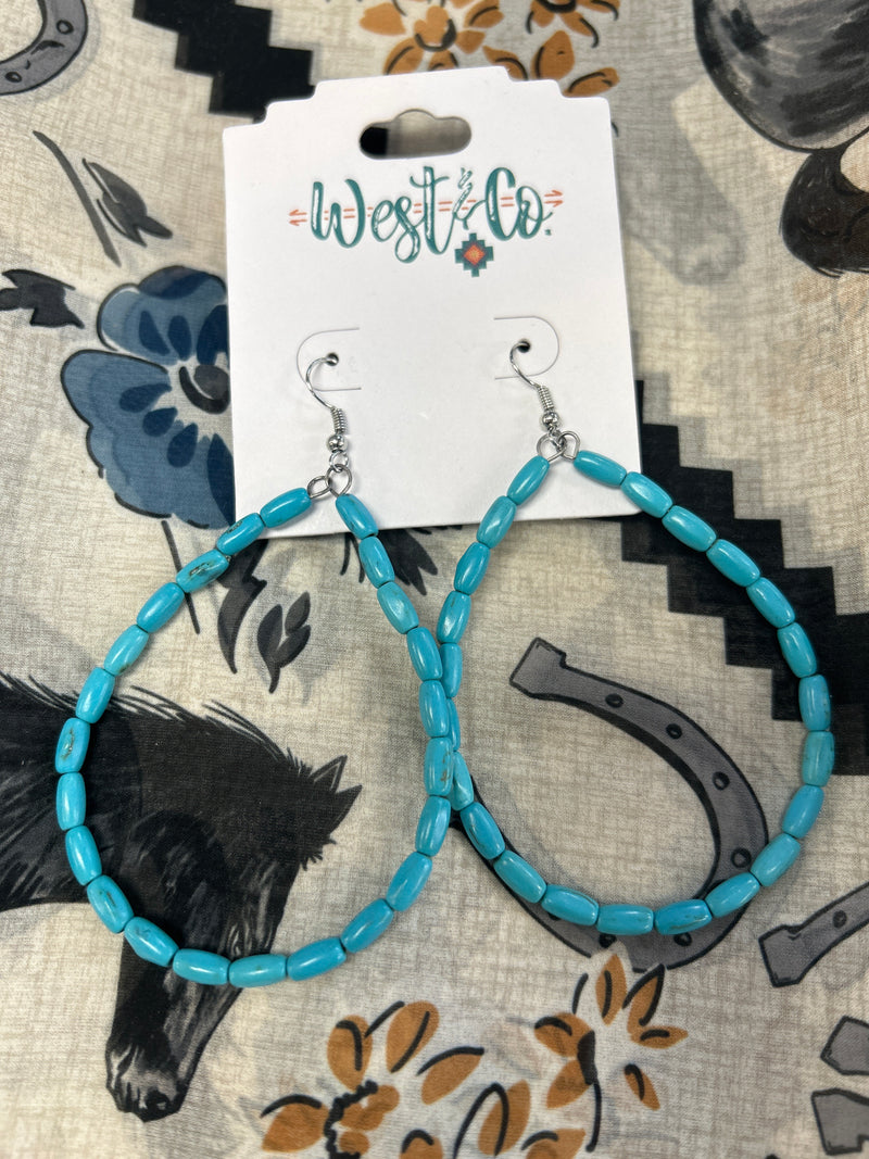 Turquoise Beaded Hoop Earrings-Earrings-West & Co-Inspired Wings Fashion