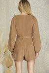 Long Sleeve Woven Romper-Romper-She + Sky-Small-Camel-Inspired Wings Fashion