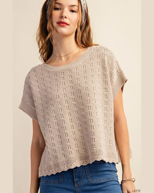 Textured Sweater Top-Shirts & Tops-Kori America-Small-Latte-Inspired Wings Fashion