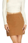 Brushed Twill Studded Mini Skirt-Skirts-She + Sky-Small-Camel-Inspired Wings Fashion