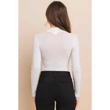 Rhinestone Detailed Mesh Bodysuit-bodysuit-Nylon Apparel-Small-White-Inspired Wings Fashion