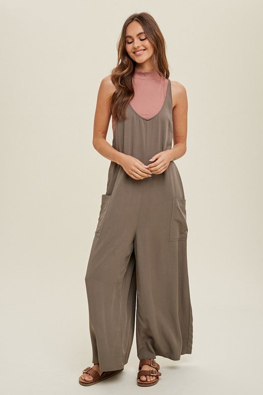 Tencel Jumpsuit-Jumpsuits & Rompers-Wishlist-Small-Olive-Inspired Wings Fashion