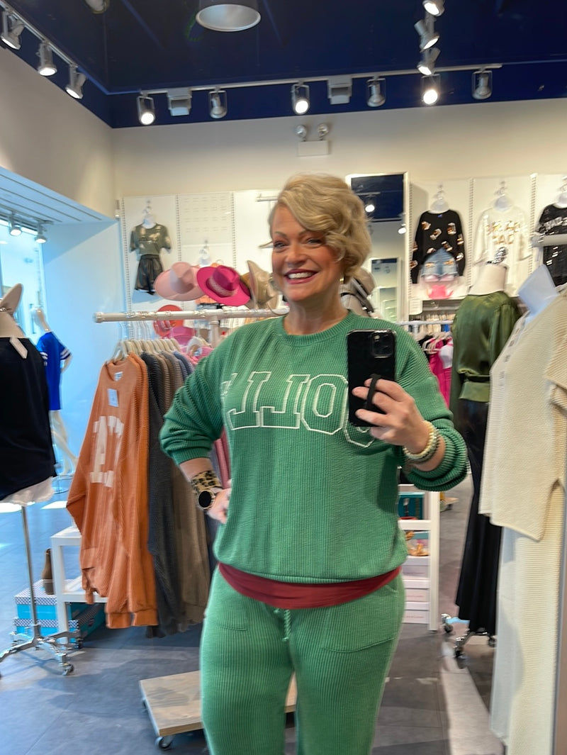 “Jolly” Ribbed Christmas Holiday Sweater-Sweatshirt-Très Bien-Small-Green-Inspired Wings Fashion