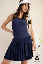 Butter Soft Pleated Skortsie-One-Pieces-Rae Mode-Navy-Small-Inspired Wings Fashion