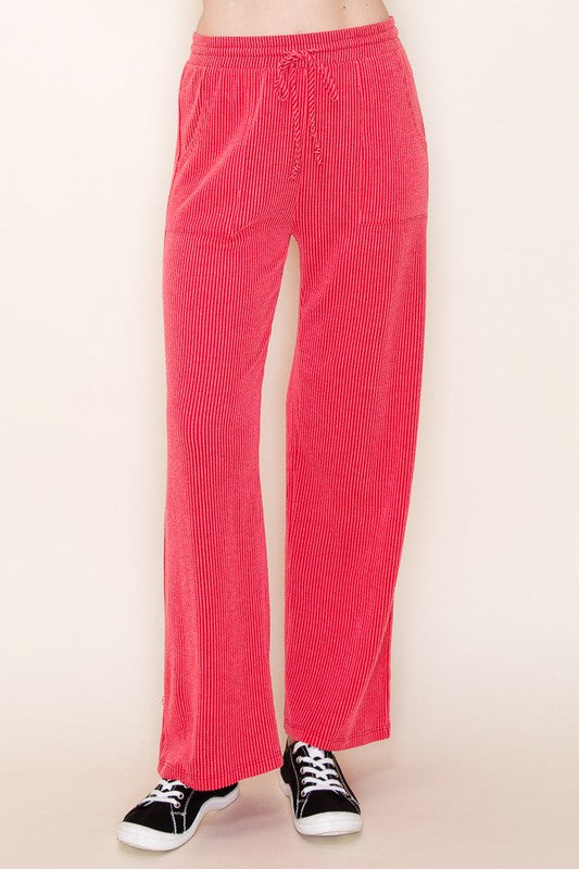 Ribbed Pants with Pockets-Pants-Très Bien-Small-Red-Inspired Wings Fashion