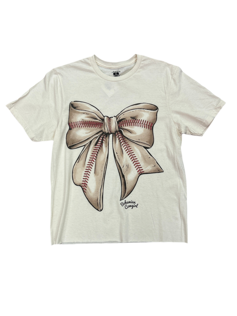 Baseball Bow Tee-Shirts & Tops-Bohemian Cowgirl-Cream-Small-Inspired Wings Fashion