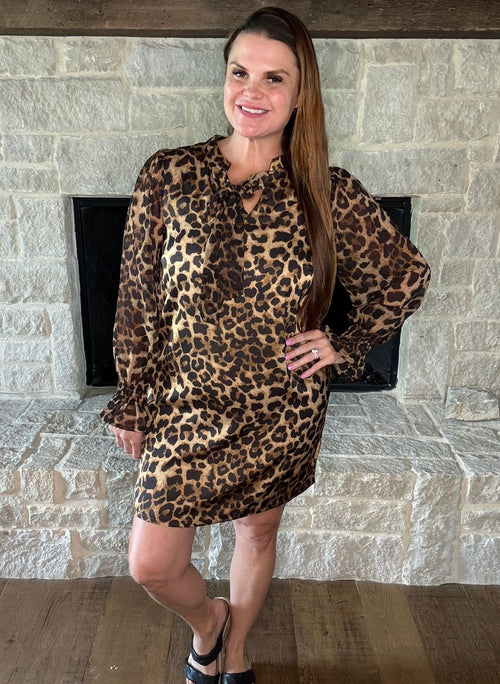 Leopard Shift Dress-Dress-VOY-Brown-Small-Inspired Wings Fashion
