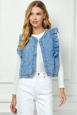 Quilted Ruffle Vest-Shirts & Tops-See and Be Seen-Blue-Small-Inspired Wings Fashion