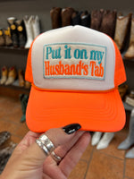 Husband's Tab Trucker Hat-hat-Lucky Girl Boutique-Neon Orange-Inspired Wings Fashion