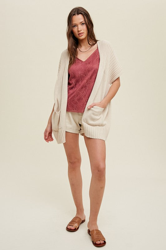 Ribbed Cardigan-Cardigans-Wishlist-S/M-Natural-Inspired Wings Fashion