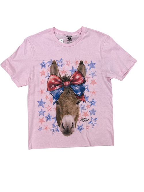 Donkey Bow Tee-Shirts & Tops-Bohemian Cowgirl-Pink-Small-Inspired Wings Fashion