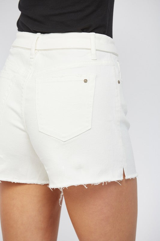 Fold Over High Rise Shorts-shorts-MICA Denim-Small-Inspired Wings Fashion