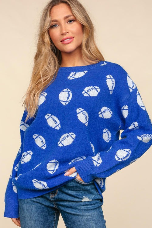 Football Sweater Pullover-Sweaters-Haptics-Blue-Small-Inspired Wings Fashion