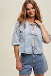 Self Front Tie Denim Top-Shirts & Tops-Wishlist-Denim-Small-Inspired Wings Fashion