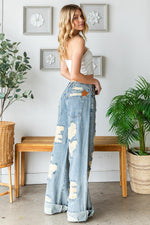 Distressed Wide Leg Pants-Pants-Oli & Hali-Denim-Small-Inspired Wings Fashion