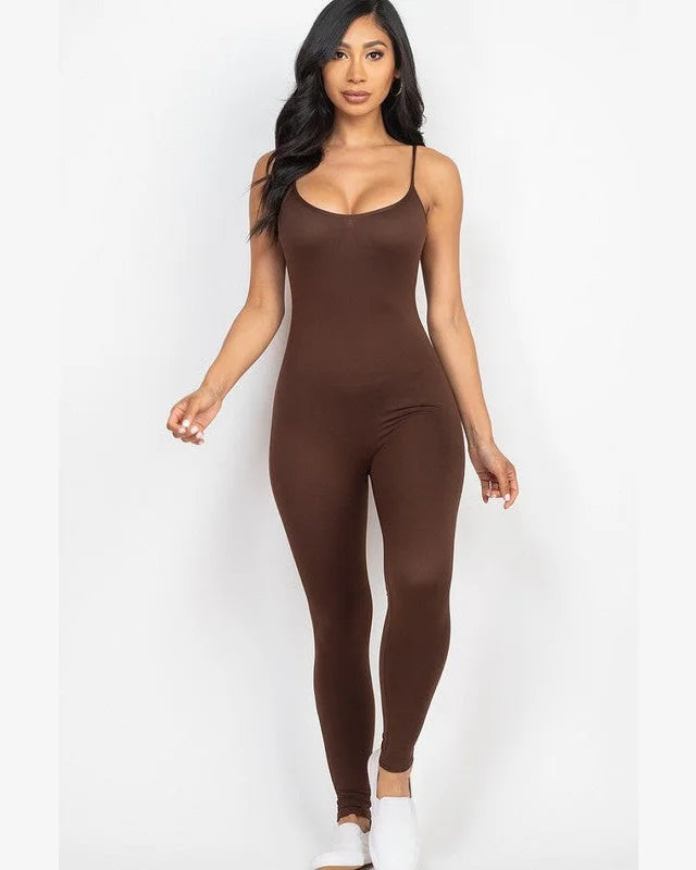 Solid Bodycon Jumpsuit-Jumpsuit-up clothing-Small-Coffee-Inspired Wings Fashion