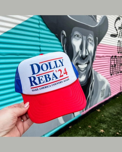 Dolly And Reba '24 Campaign Trucker Cap-hat-Turquoise and Tequila-Inspired Wings Fashion